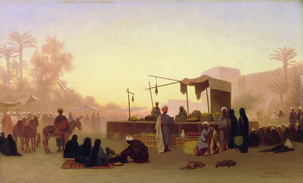 Káhira, Egypt (olej na panelu) od Charles Theodore  Frere