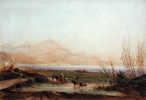 Baie des Anges, Nice (akvarel na papíře) od Charles Theodore  Frere