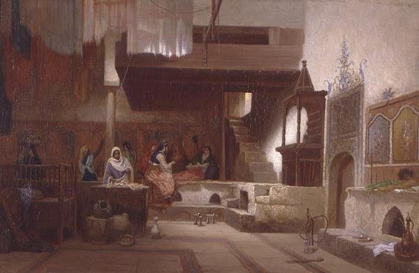 Hammam (olej na plátně) od Charles Theodore  Frere