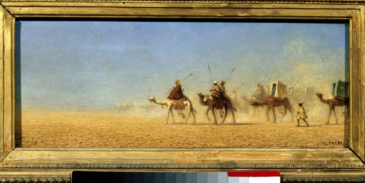 Karavana přes poušť. Obraz Charlese Theodora Frere dit Bey Frere (1814-1888) od Charles Theodore  Frere