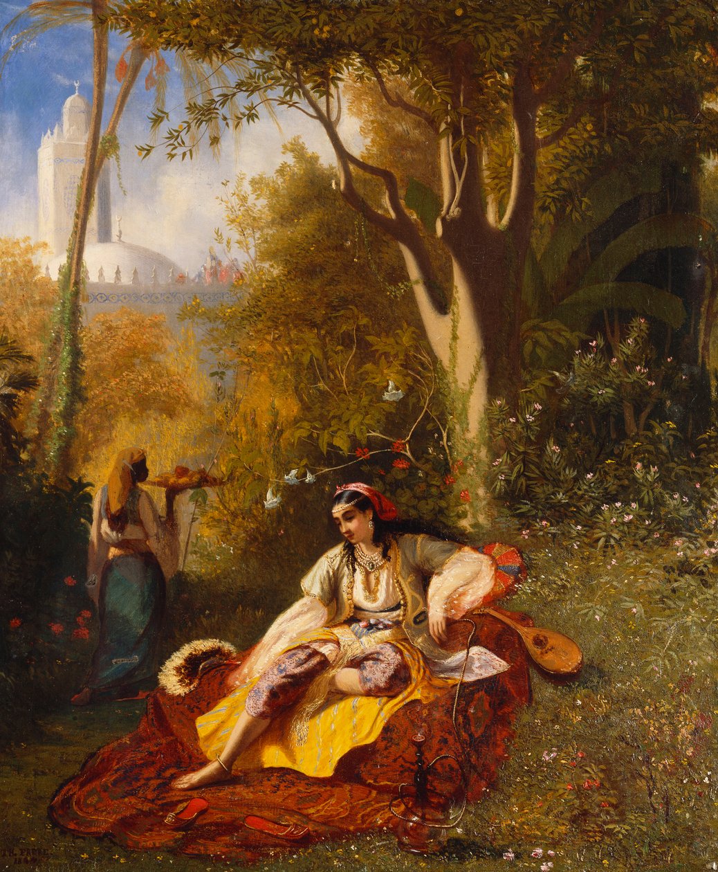 Alžírská žena a její služebník v zahradě, 1844 od Charles Theodore Frere