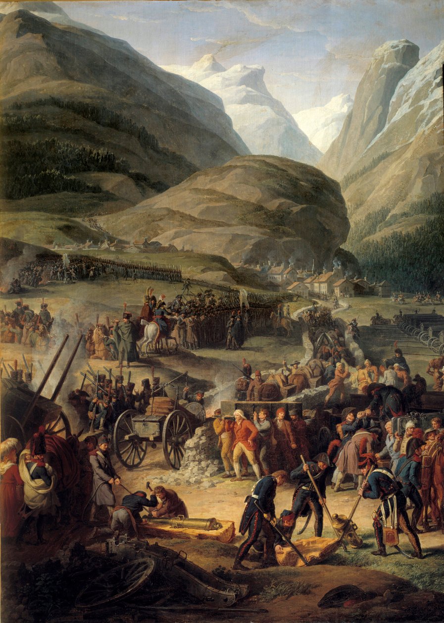 Francouzská armáda u Bourg Saint Pierre pro přechod přes Grand Saint-Bernard (Velký Saint Bernard) 20.5.1800 - Obraz Charlese Thevenina (1764-1838) od Charles Thevenin
