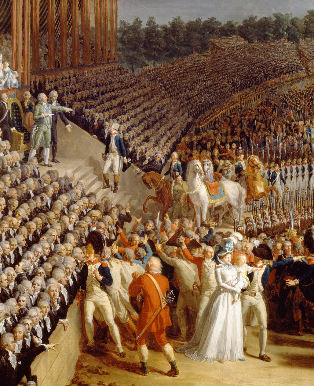 Oslava federace, Champs de Mars, Paříž, detail z obrazu Charlese Thevenina (1764-1838) od Charles Thevenin