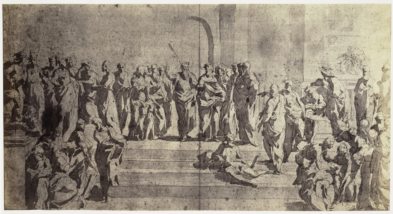 Fotoreprodukce kresby Raphaela, studie pro The School of Athena od Charles Thurston Thompson