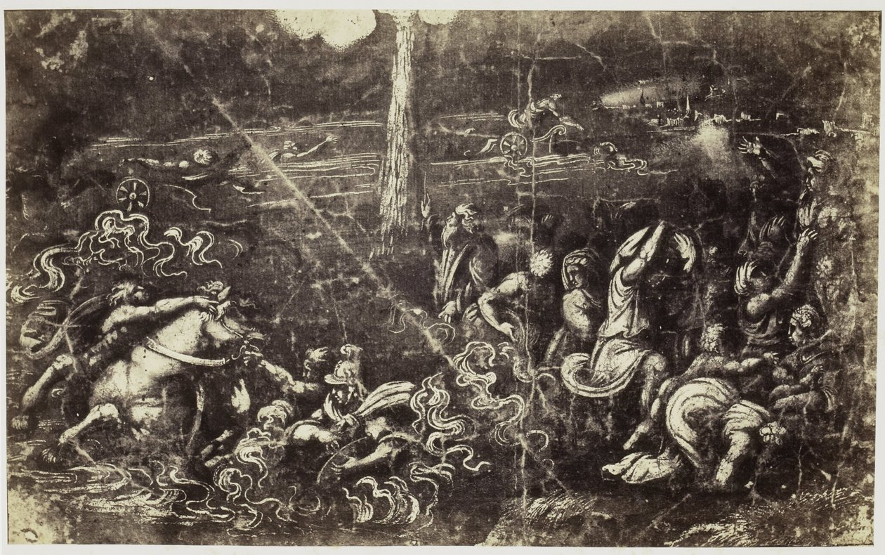 Fotoreprodukce kresby Raphaela, tonoucí armády po izraelském přechodu Rudého moře od Charles Thurston Thompson