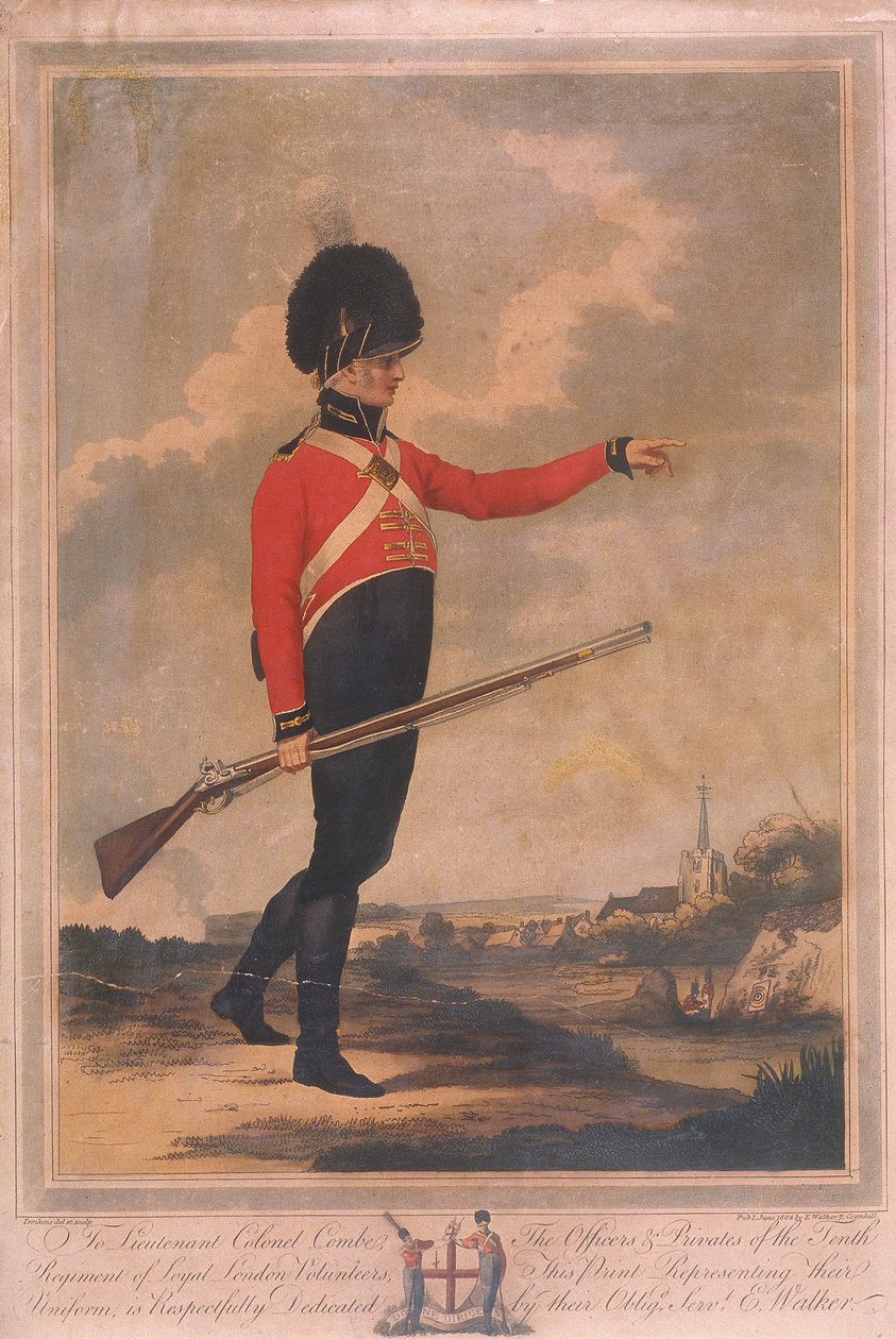 Vojenská postava v uniformě desátého pluku Loyal London Volunteers, 1804 od Charles Tomkins