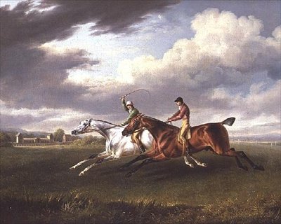 Dva závodní koně s žokeji nahoře, Cvičení v krajině (olej na plátně) od Charles Towne