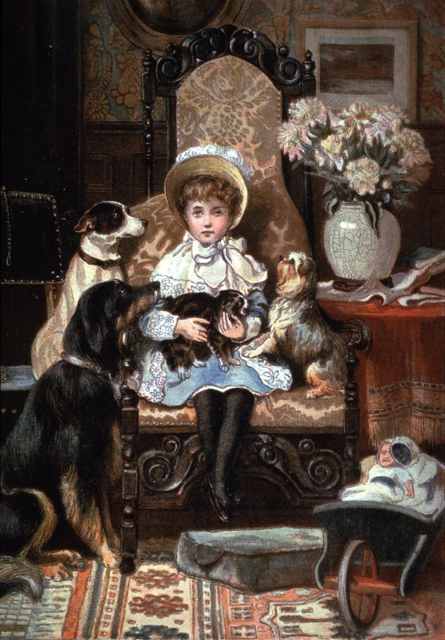 Doddy a její mazlíček, kolem roku 1885 (ilustrace) od Charles Trevor (after) Garland
