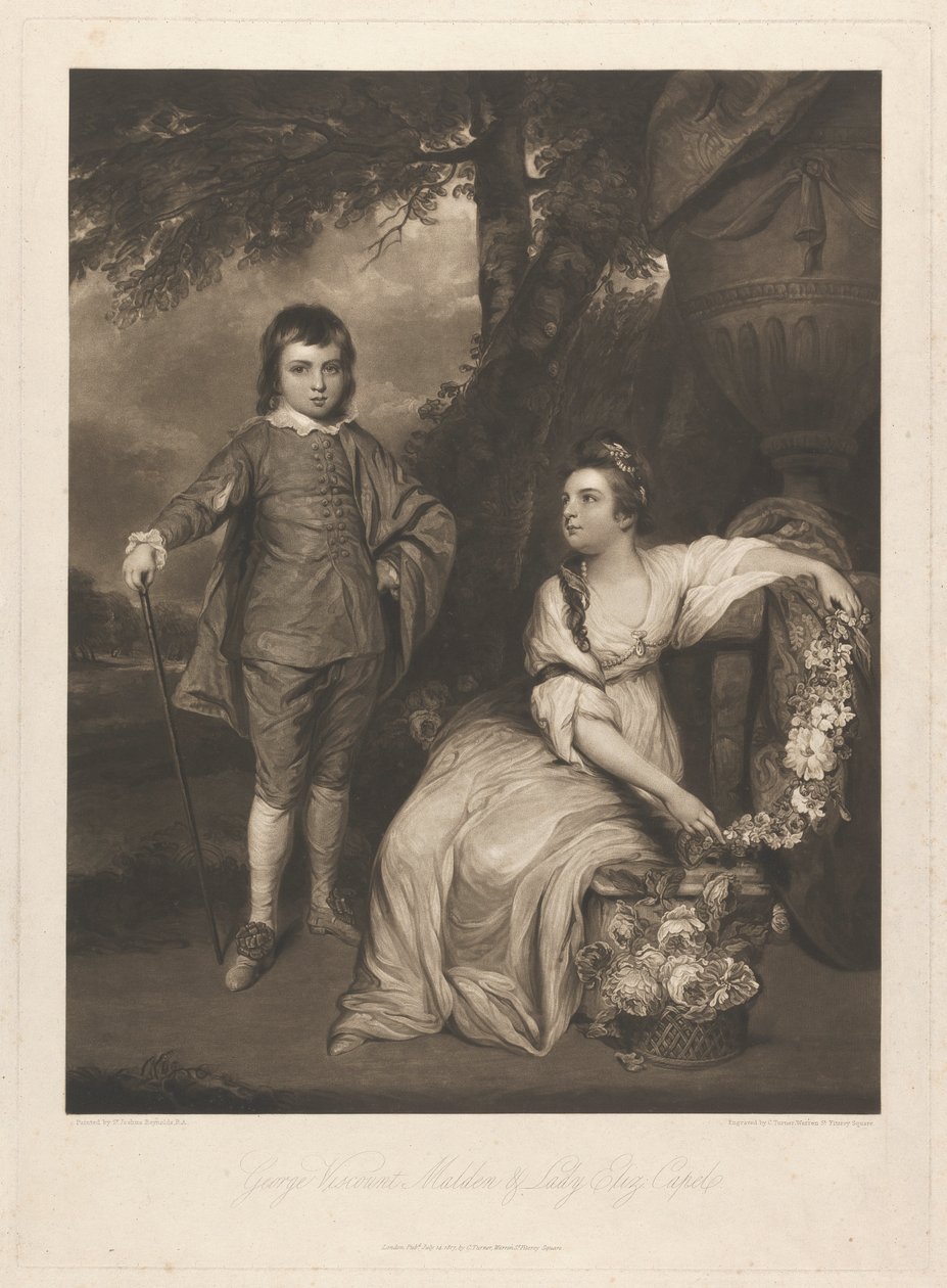George Viscount Malden a lady Elizabeth Capel od Charles Turner