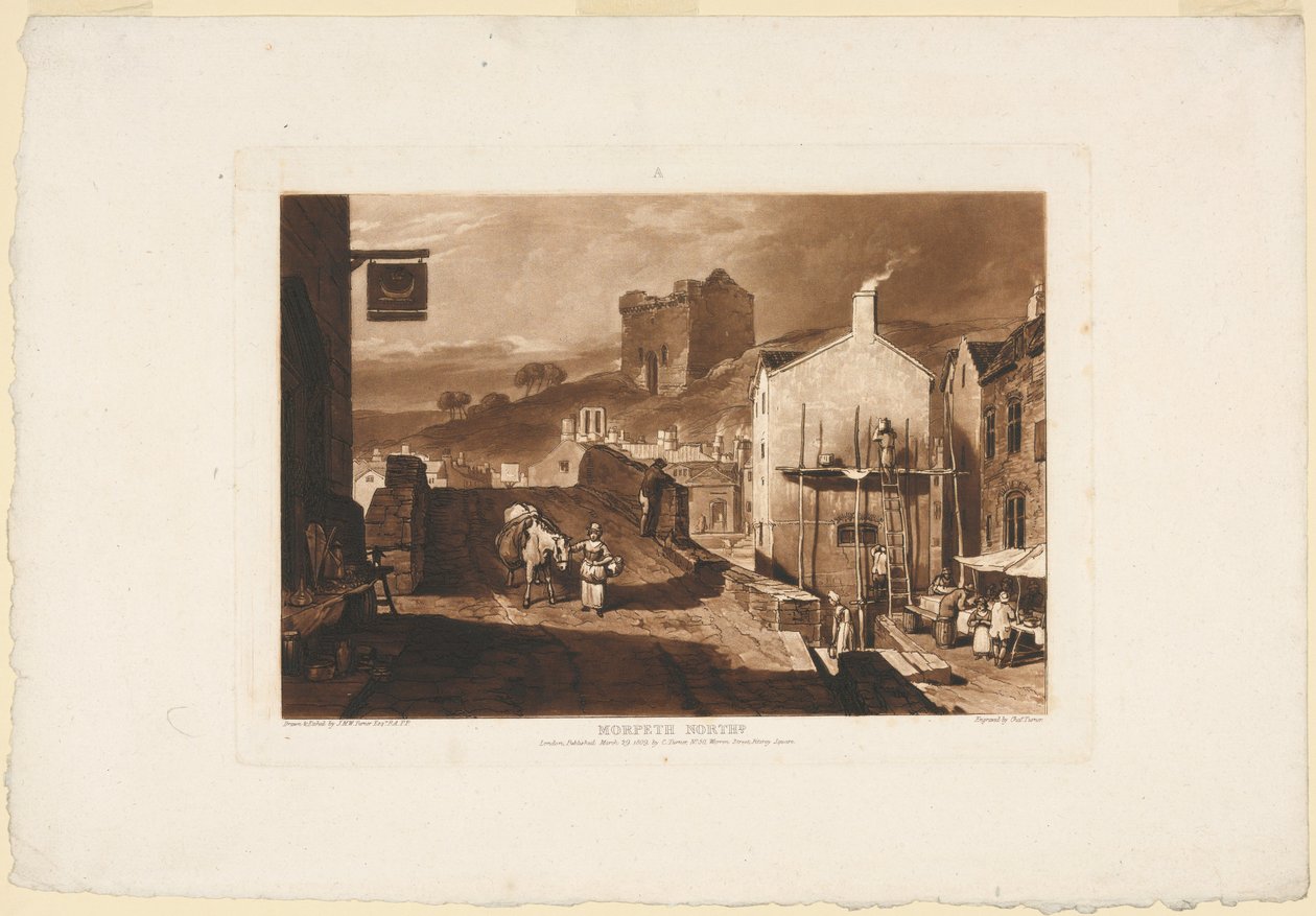 Morpeth, Northumberland, z Liber Studiorum, 1809 od Charles Turner