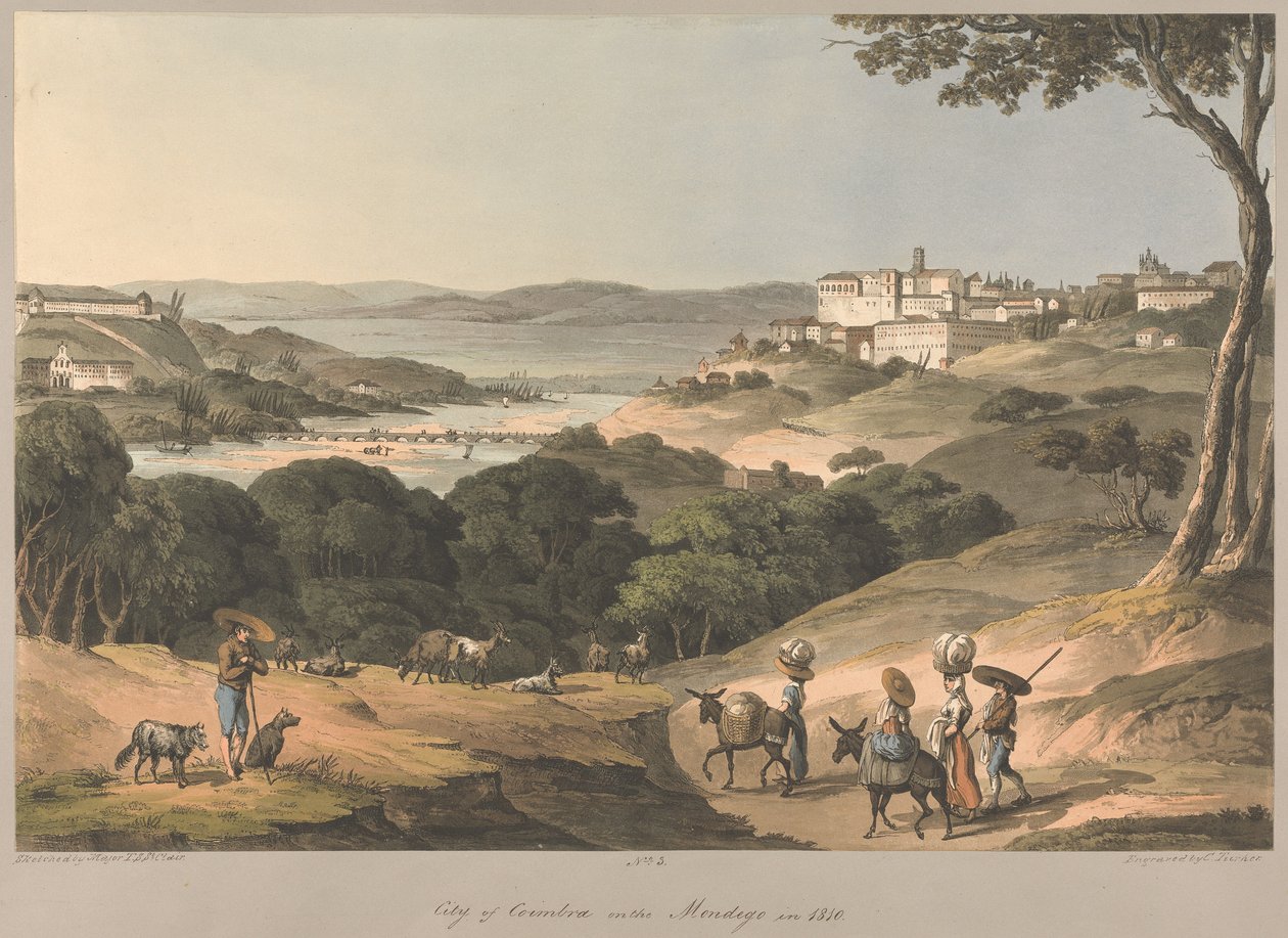 Č. 3  Město Coimbra na řece Mondego v roce 1810 od Charles Turner
