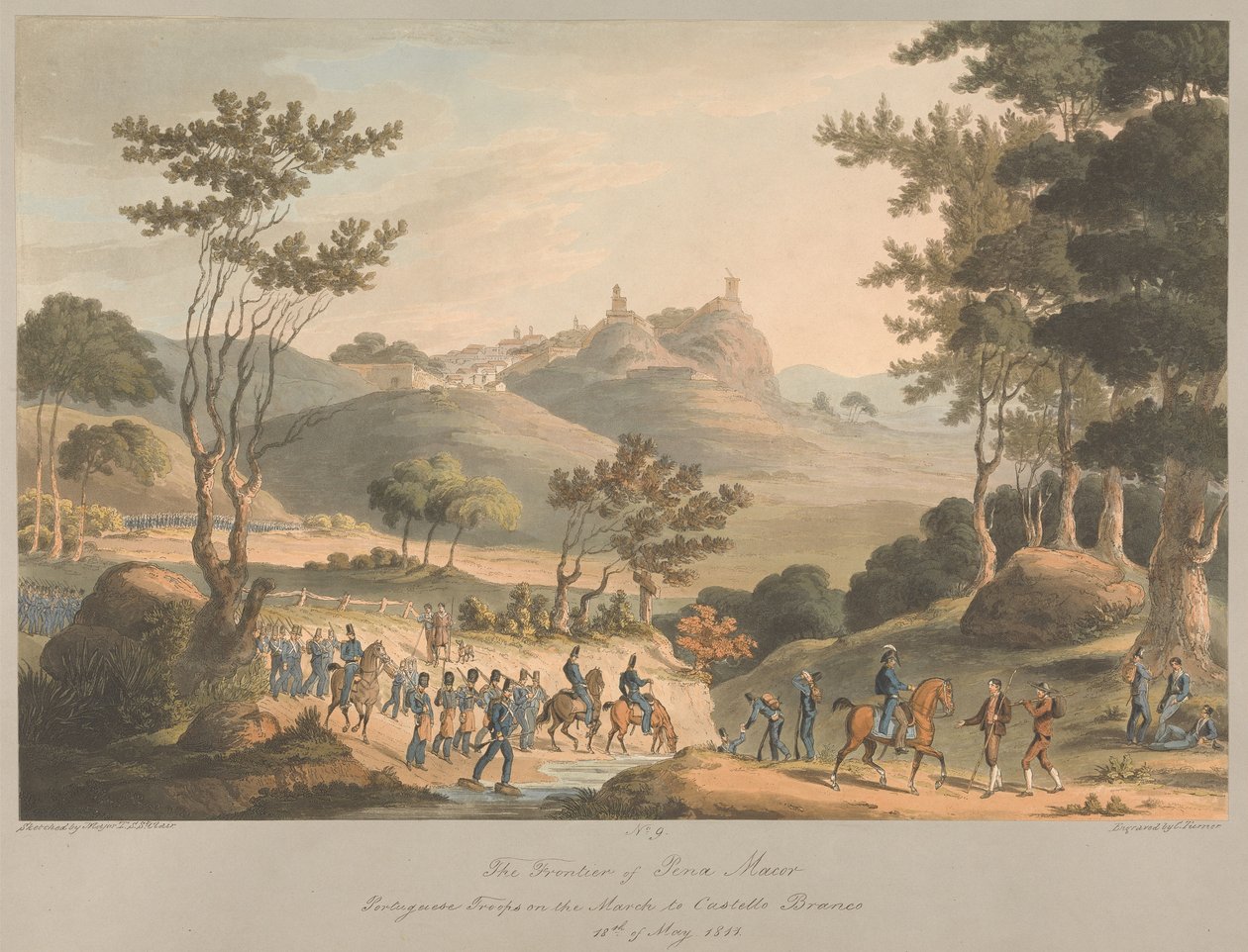 Č. 9 Hranice Piny Macor. Portugalské jednotky na pochodu do Costello Branco, 18. května 1811 od Charles Turner
