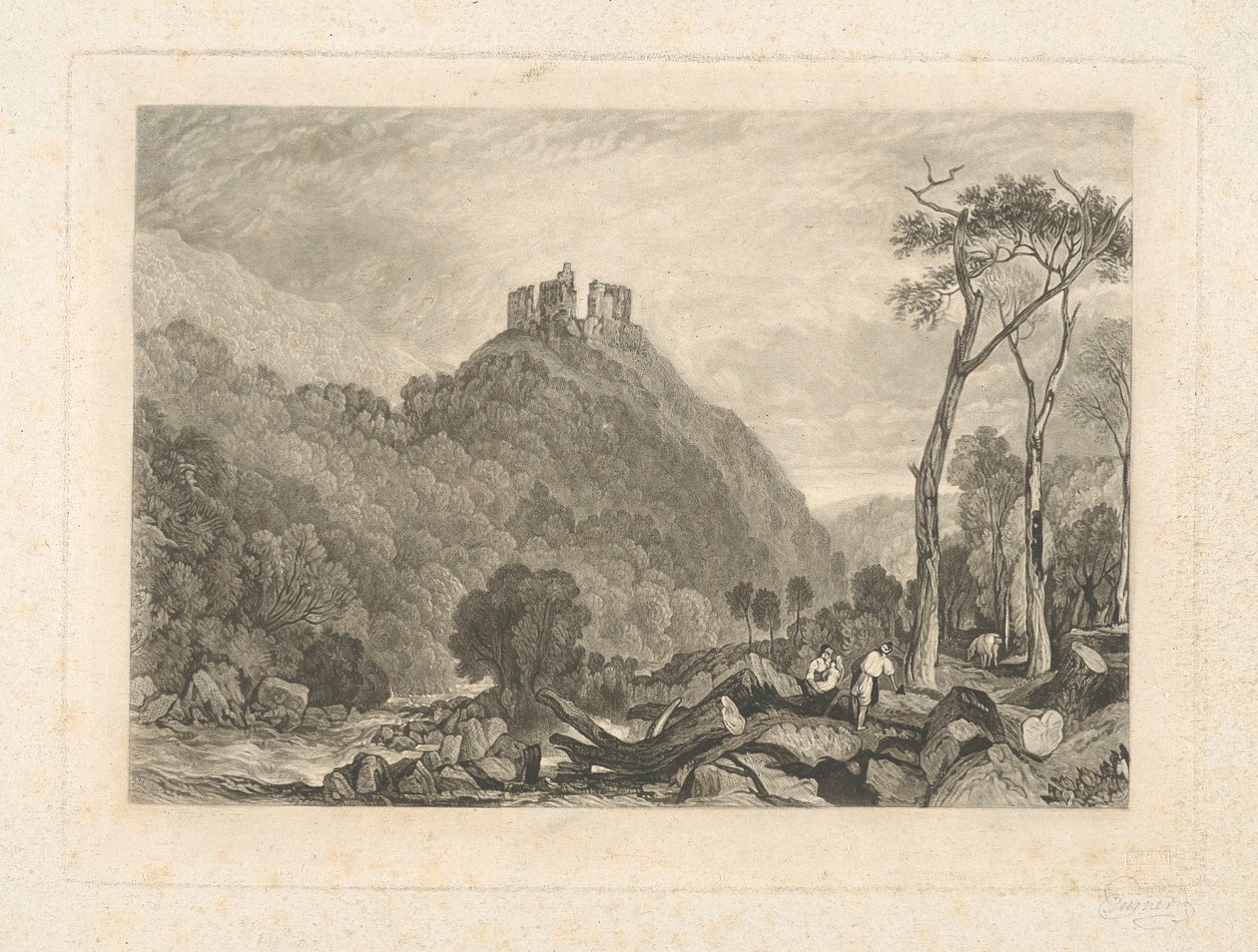 Hrad Okehampton, na řece Okement od Charles Turner