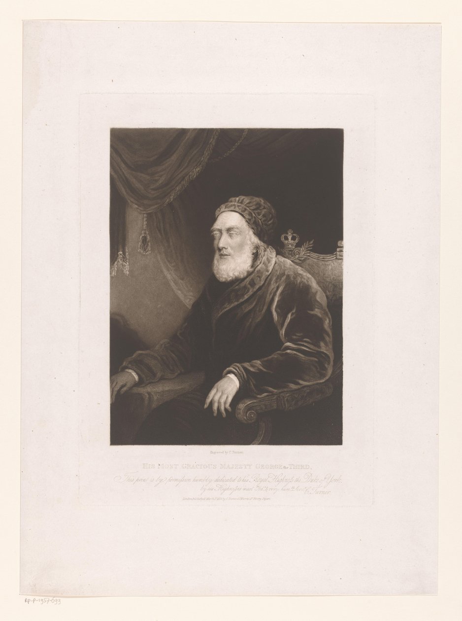 Portrét George III Spojeného království Jeho nejmilostivější Veličenstvo George Třetí (titul na předmětu) od Charles Turner