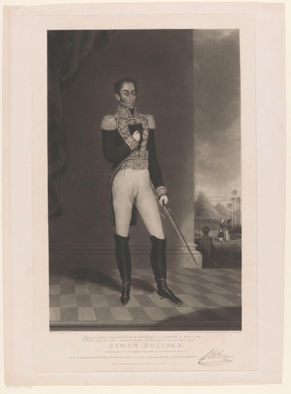 Portrét van Simón Bolívar od Charles Turner
