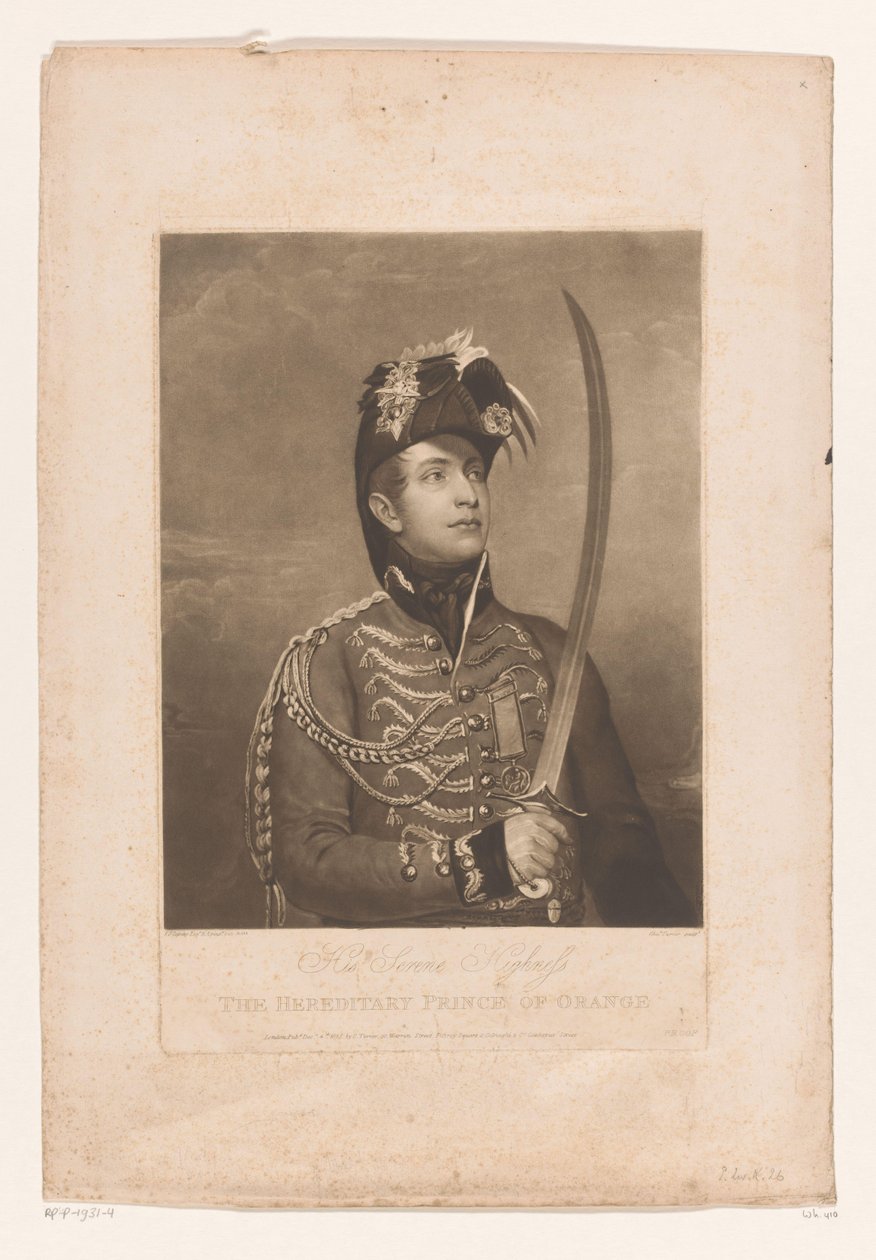 Portret van Willem II, koning der Nederlanden Jeho klidná výsost dědičný princ z Orange (titul na předmětu) od Charles Turner