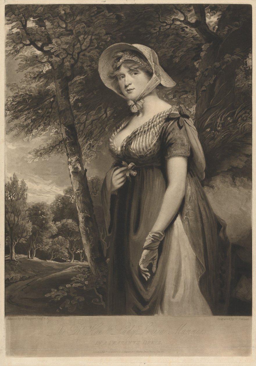 Ctihodná lady Louisa Mannersová v selském oděvu od Charles Turner