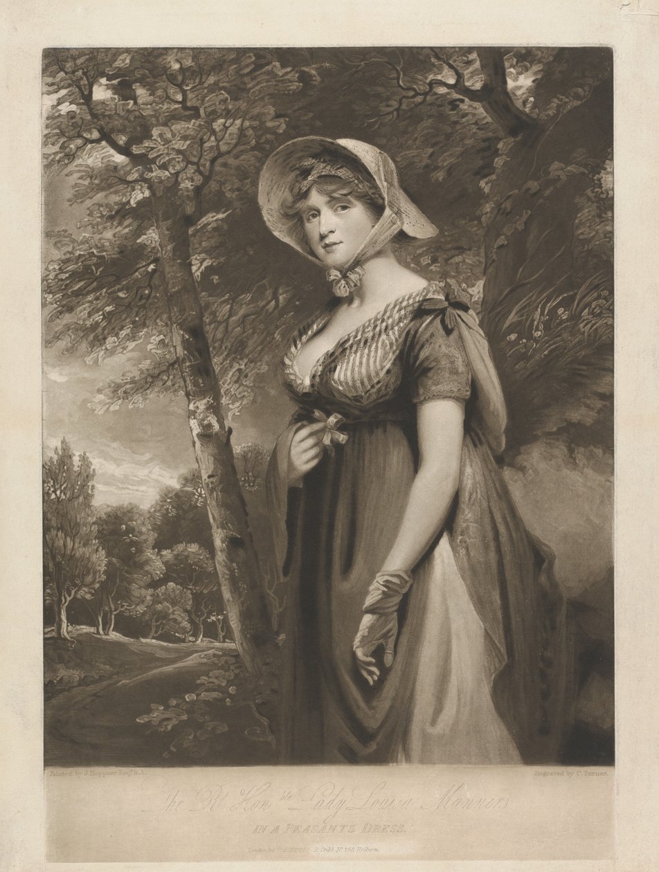 Ctihodná lady Louisa Mannersová v selském oděvu od Charles Turner