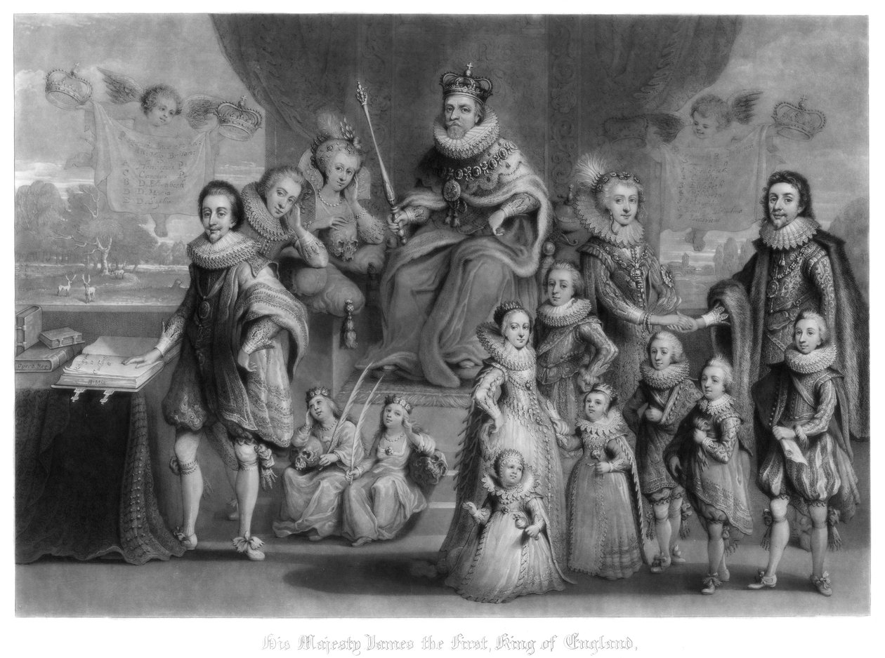 Rodina krále Jakuba I. Anglie, Skotska a Irska, 1816. od Charles Turner