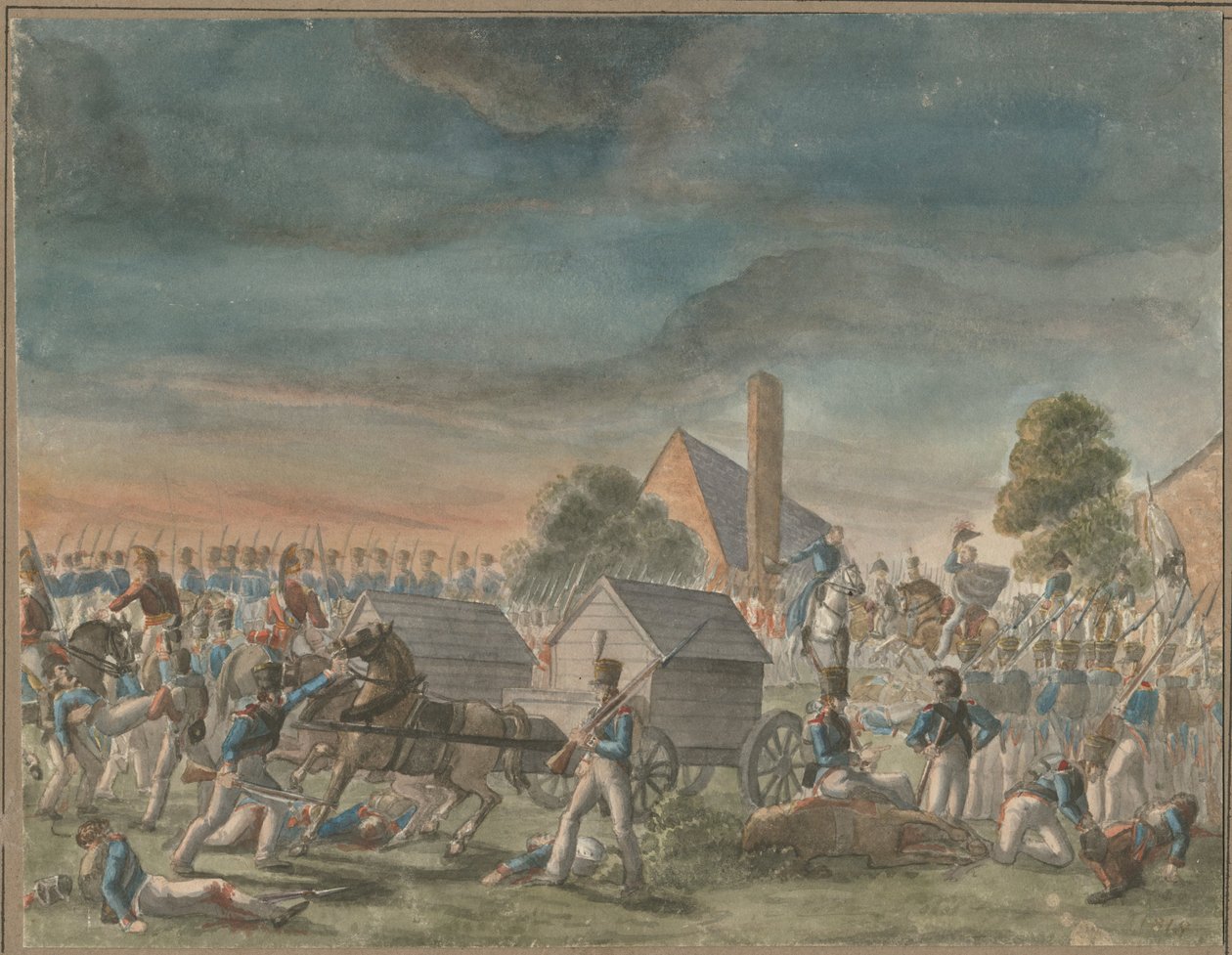 Setkání vévody z Wellingtonu a prince Blüchera poblíž La Belle Alliance, 1818 od Charles Turner Warren