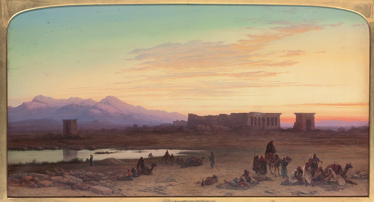 Beduínský tábor před chrámem Hathor v Dendeře, Egypt, 1867 od Charles Vacher