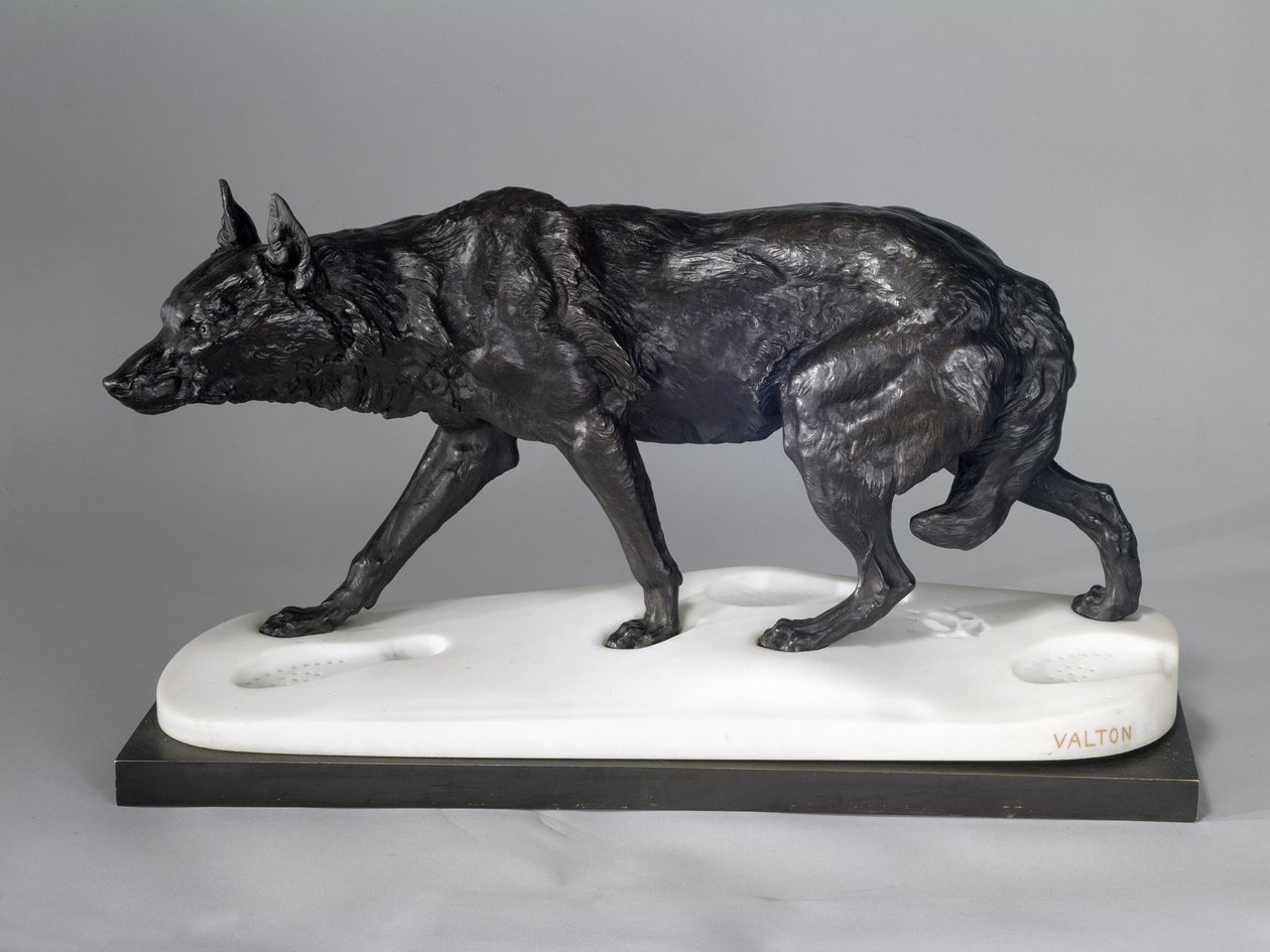 Sledování vlků ve sněhu (bronz, kov a mramor) od Charles Valton