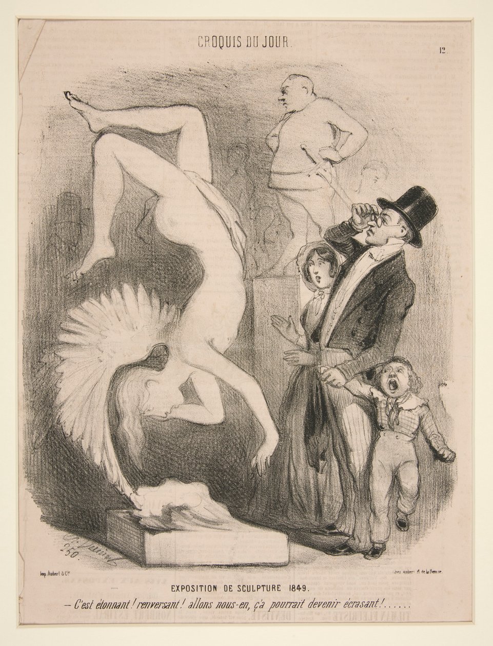 Exposition de Sculpture 1849 (Výstava sochařství 1849), ze série Sketch of the Day publikované v Le Charivari od Charles Vernier