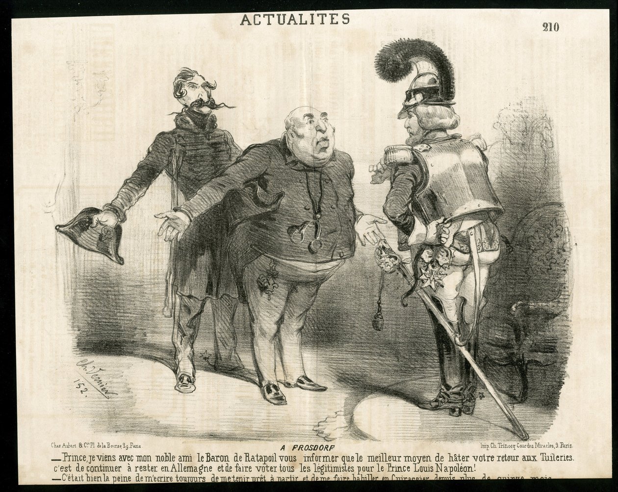 Ilustrace Charles Vernier (? -1887) v Le Charivari - O - Německo Prusko, prezident republiky, Frosdorf - Ratapoil od Charles Vernier