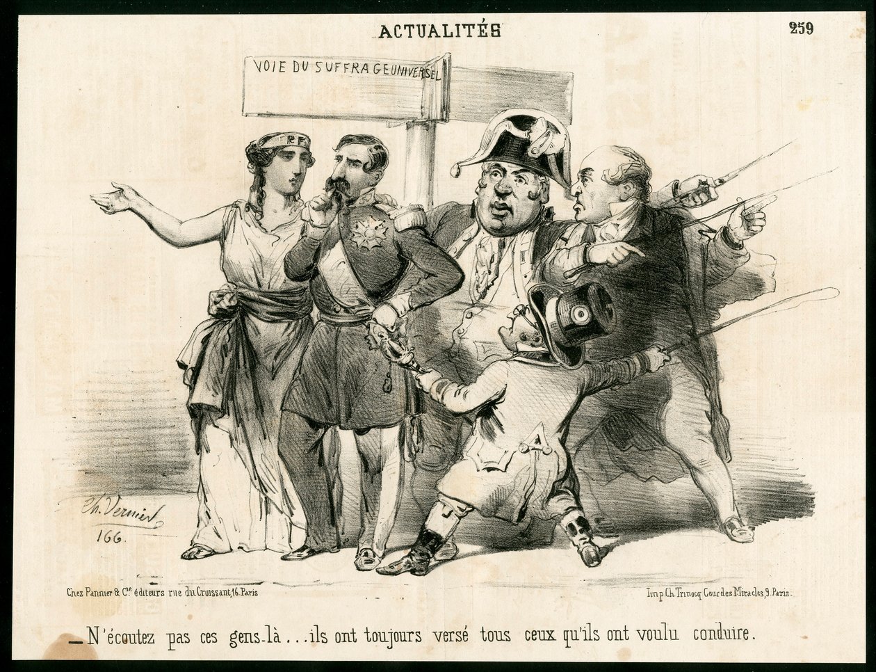 Le Charivari, satirický v B & W od Charles Vernier