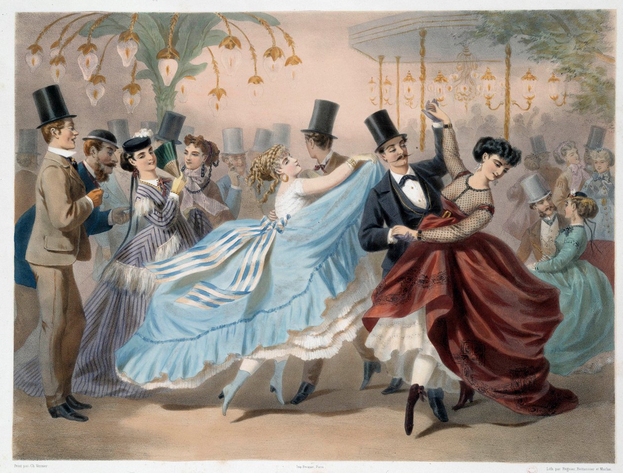 Litografie Mabille Ball od Charlese Verniera (1831-1887) Paříž 19. století, Musee Carnavalet od Charles Vernier