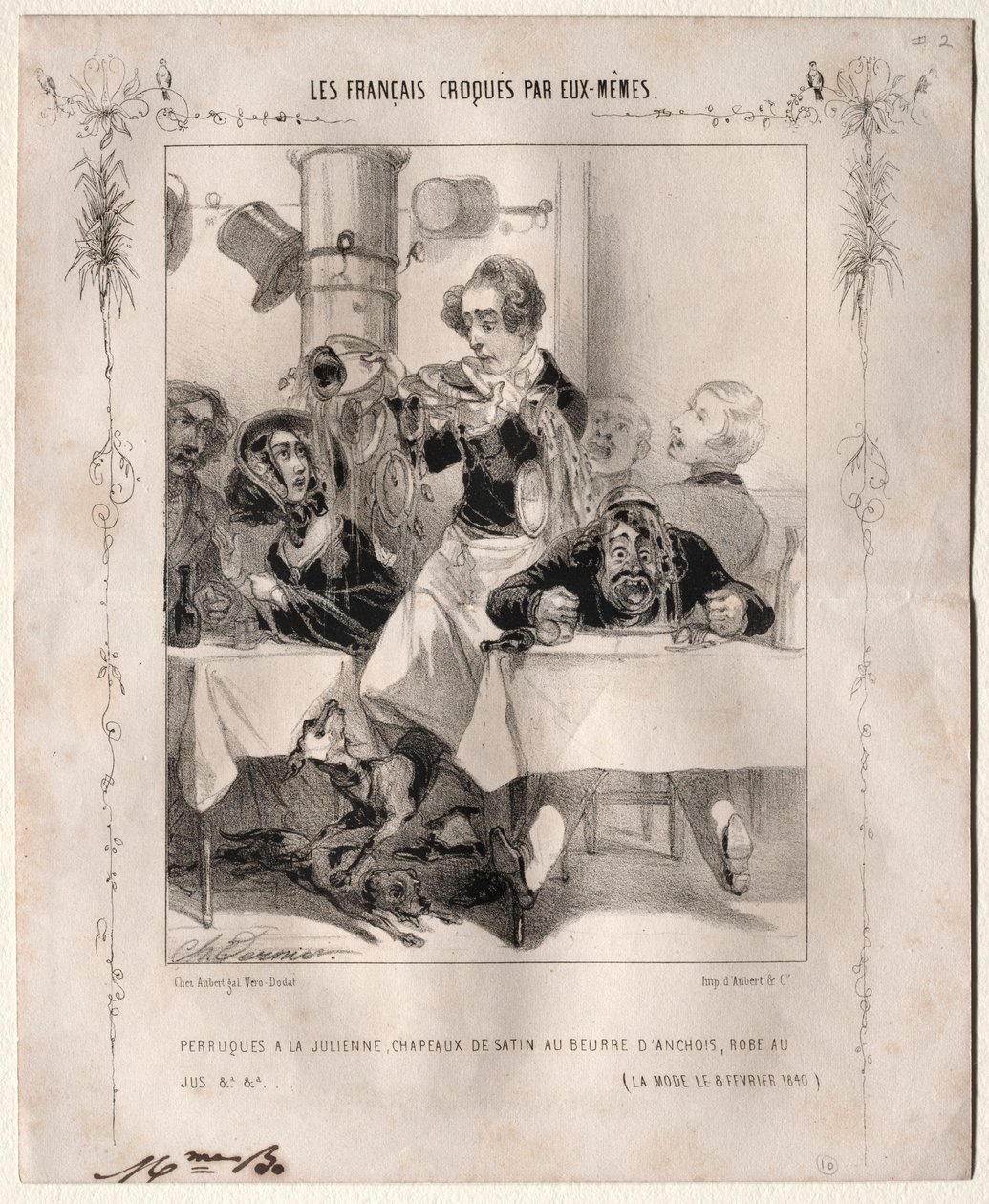 Francouzsky načrtnuté sami: Paruky a la Julienne, Saténové klobouky, 1840. od Charles Vernier