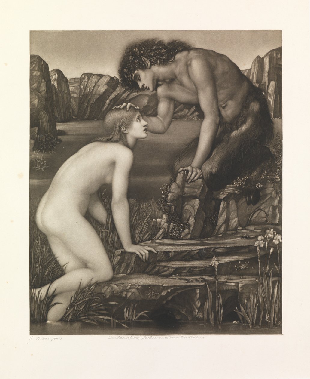 Pan and Psyche (mezzotinta vytištěná na papíře) od Charles W. Campbell
