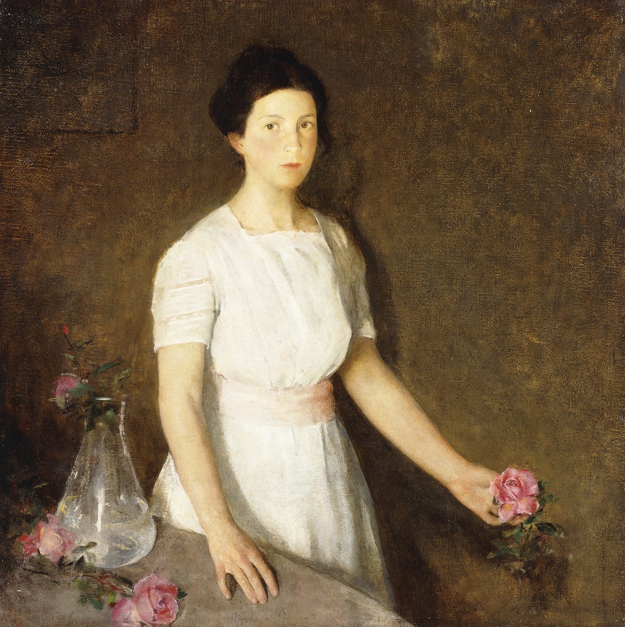 Dívka s červenou růží od Charles Webster Hawthorne