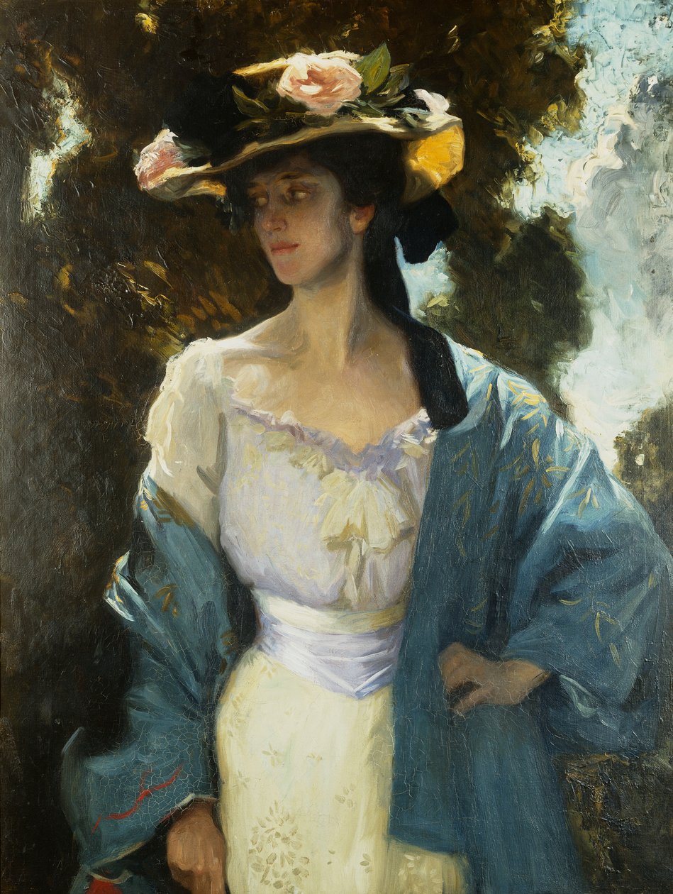 Portrét Frances Josephine Furseové, umělcovy švagrové v modré orientální bundě, 1903 od Charles Wellington Furse