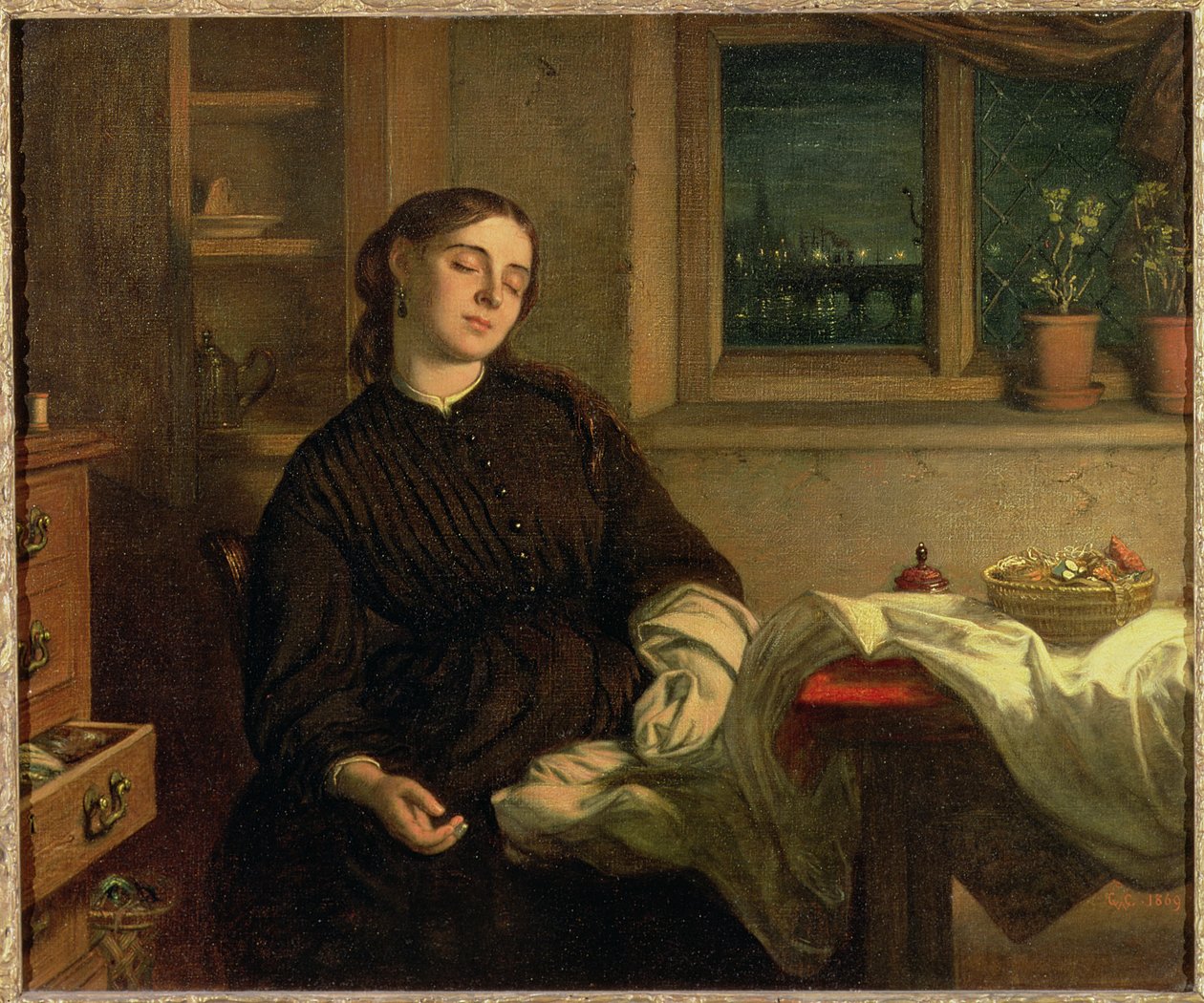 Sny o domově, 1869 (olej na plátně položeném na desce) od Charles West Cope