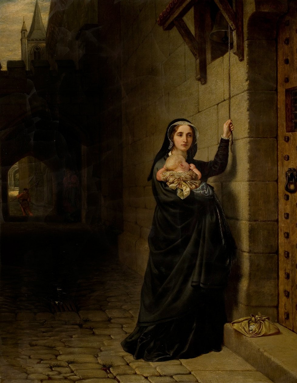 Mučednictví Laurence Saunderse v Coventry, levý panel triptychu od Charles West Cope