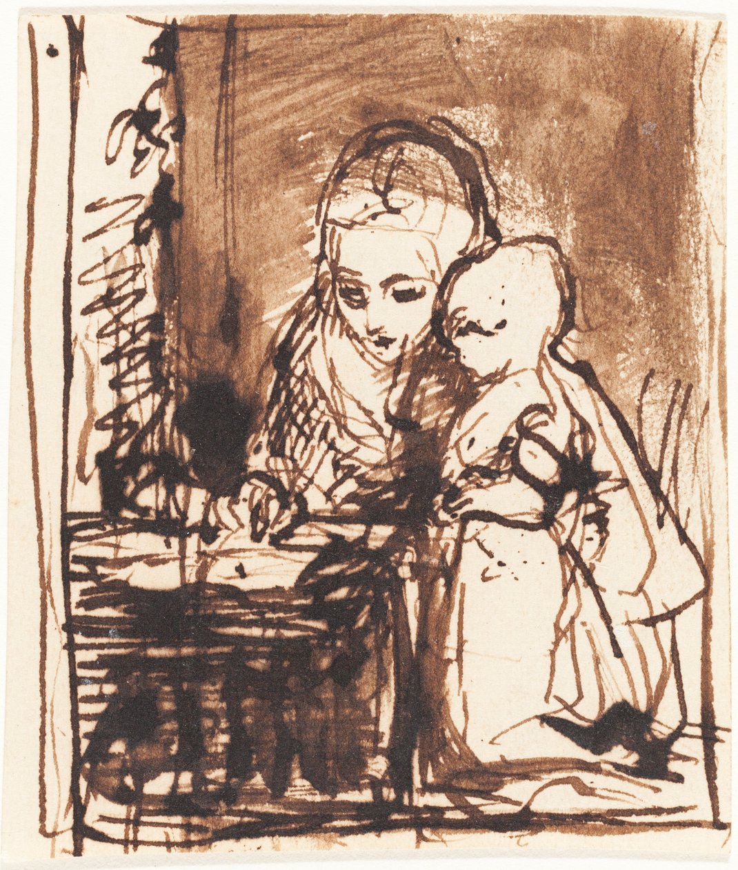 Žena čte dítěti od Charles West Cope