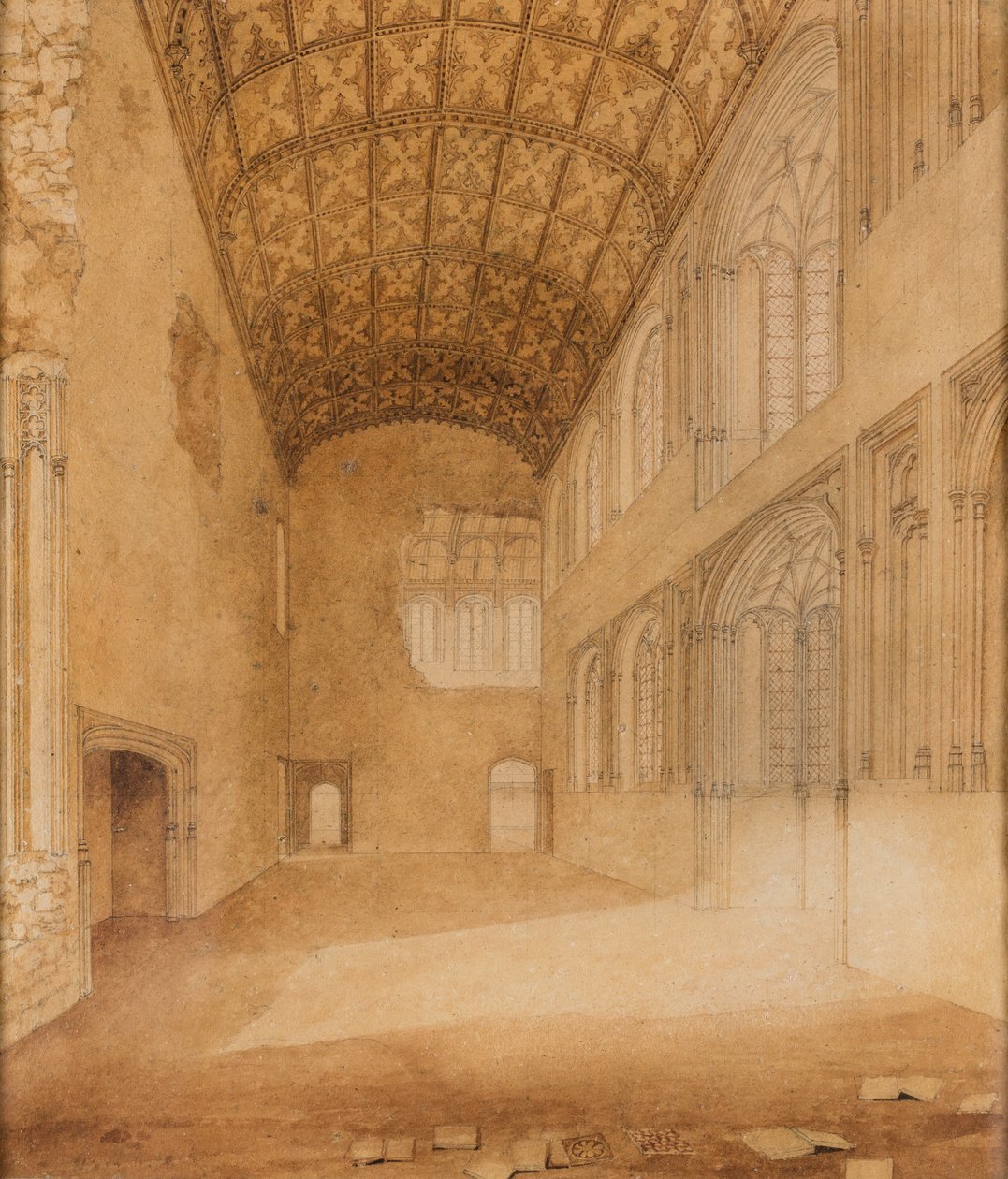 Crosby Hall (č. 1), asi 1818 (akvarel na papíře) od Charles Wild