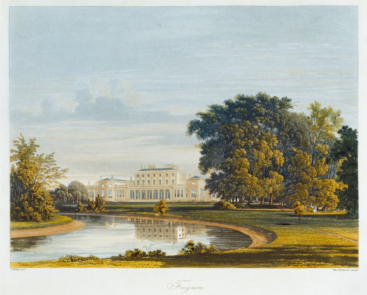 Frogmore, z Historie královských sídel, vyryl William James Bennett (1787-1844), William Henry Pyne (1769-1843), 1819 od Charles Wild