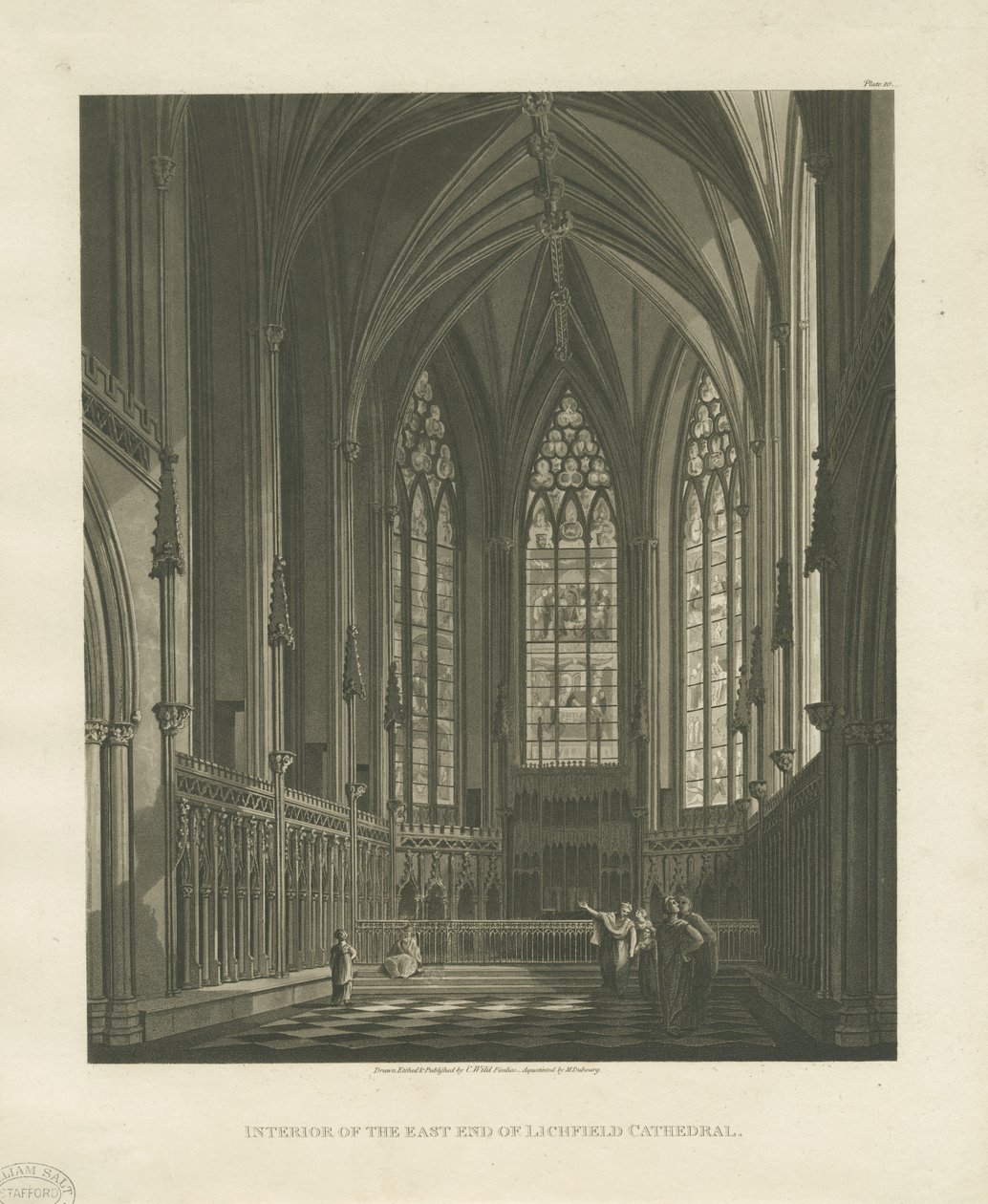 Interiér katedrály Lichfield - Lady Chapel: rytina akvatinty, nd [c 1813] (tisk) od Charles Wild