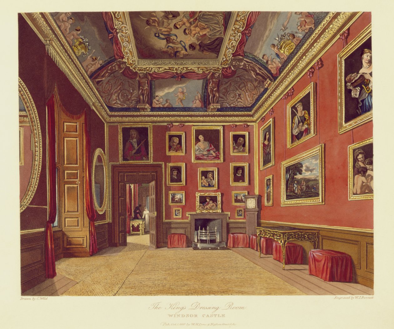The Kings Dressing Room, Windsor Castle, from Royal Residences, ryt W. J. Bennett, pub. William Henry Pyne (1769-1843), 1816 (akvatinta) od Charles Wild