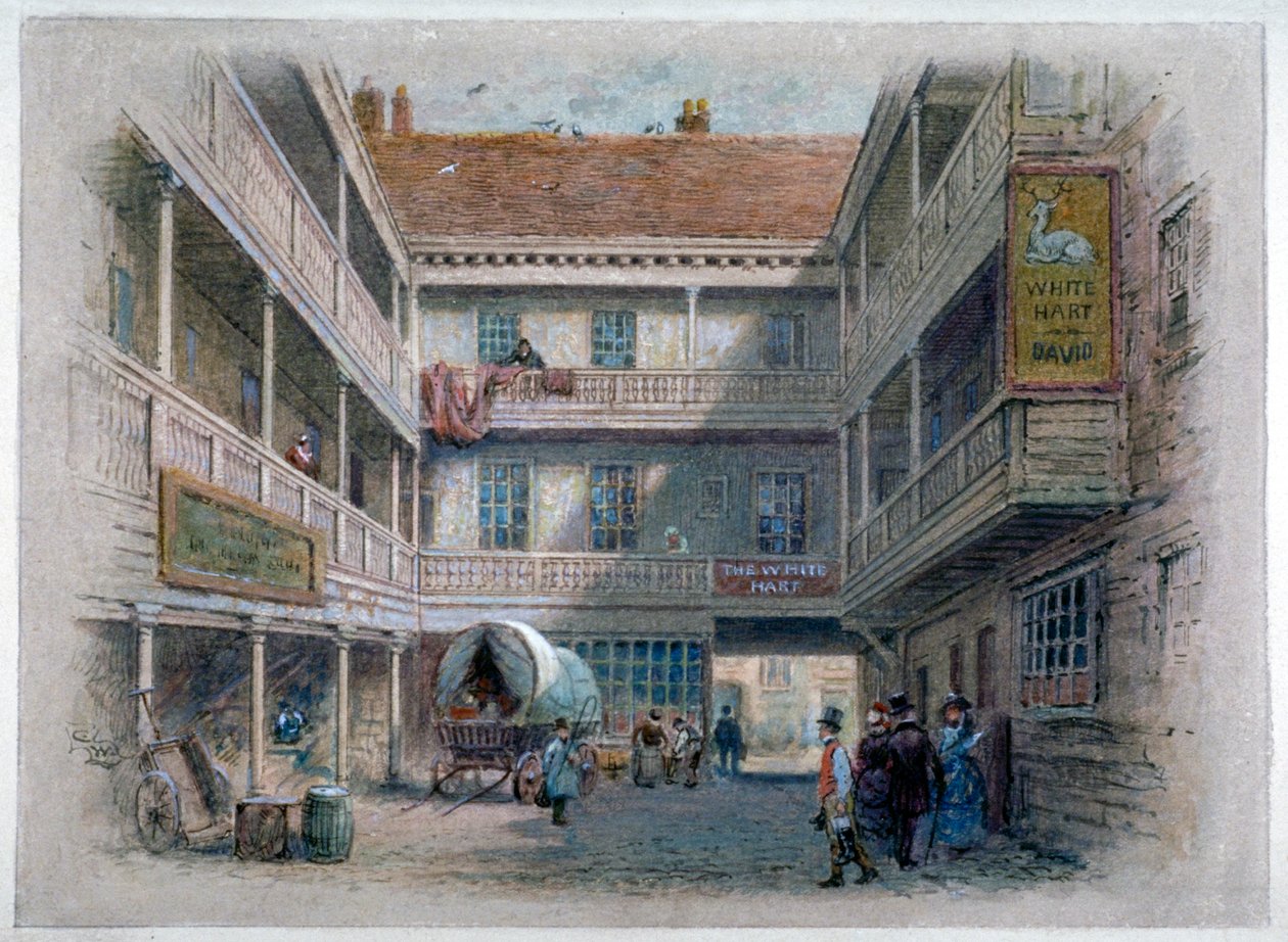 Courtyard of the White Hart Inn, Borough High Street, Southwark, London, c1860 od Charles Wilkinson