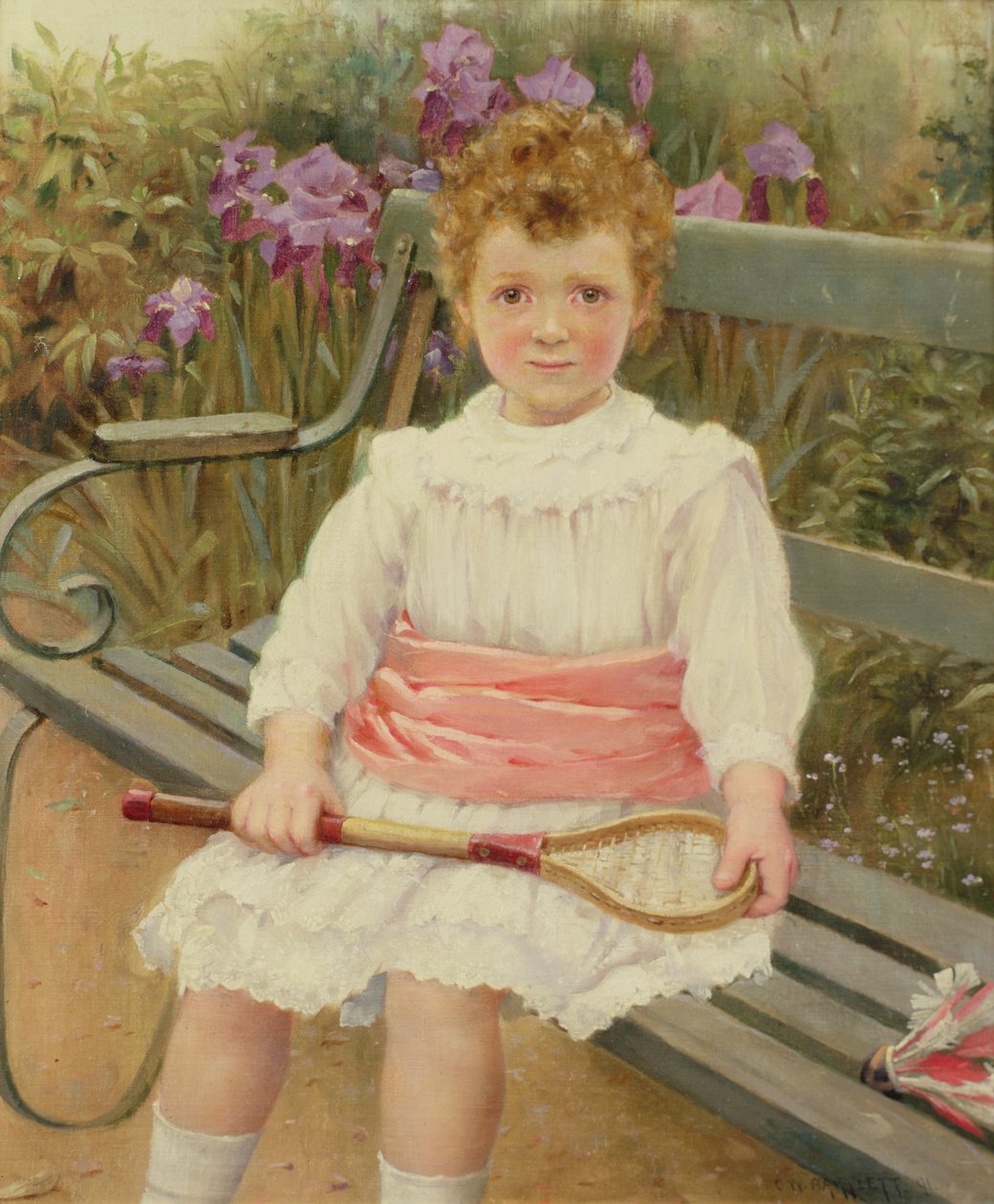 Dívka s badmintonovou raketou od Charles William Bartlett