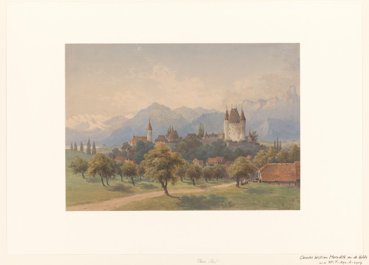 Pohled na Thun, Švýcarsko od Charles William Meredith van de Velde