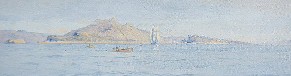 Slunečný den u pobřeží, Villefranche sur Mer, kolem roku 1885 (olej na plátně položen) od Charles William Wyllie