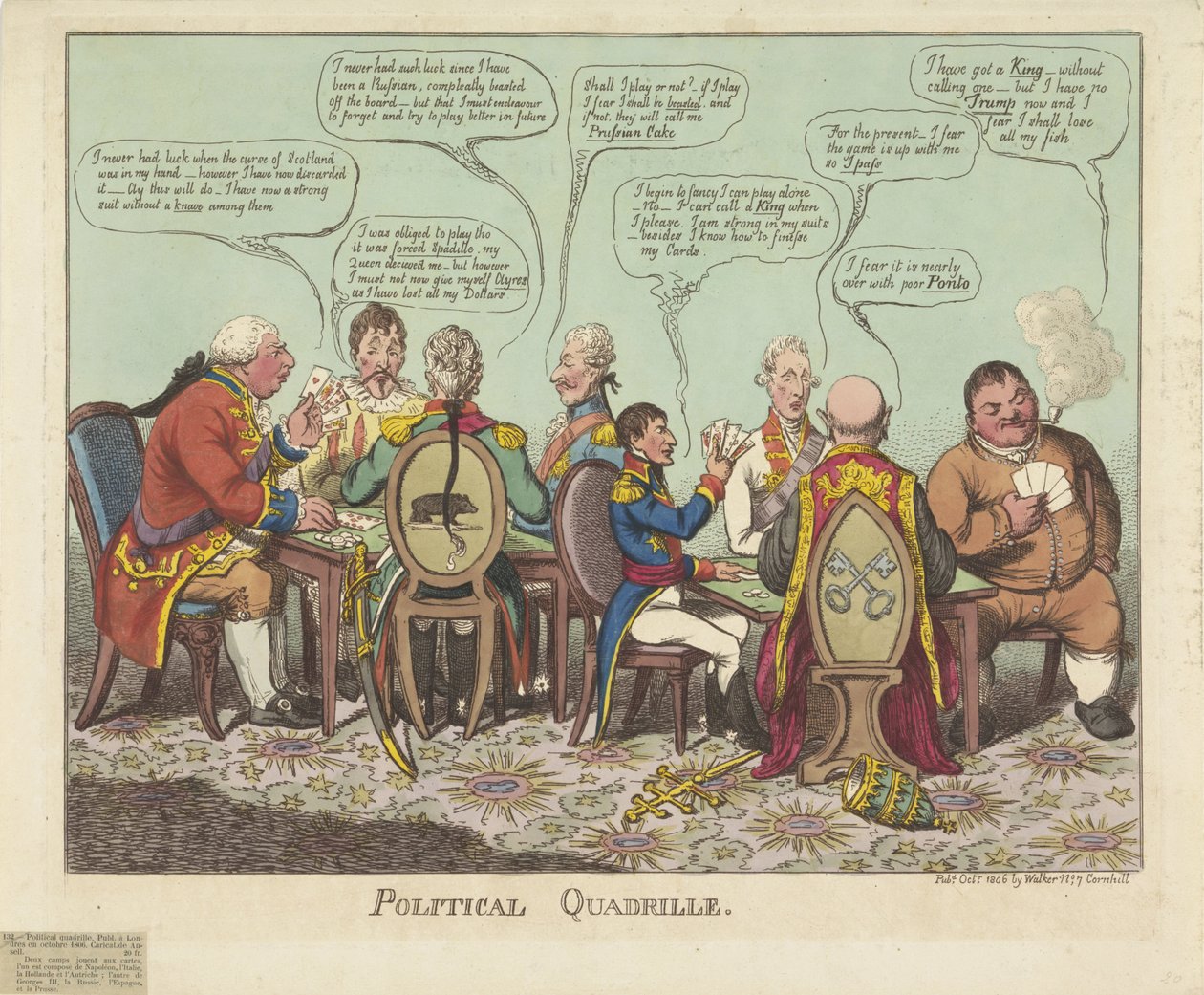 Politiek quadrille, 1806 Politická čtyřkolka (název na objektu) od Charles Williams