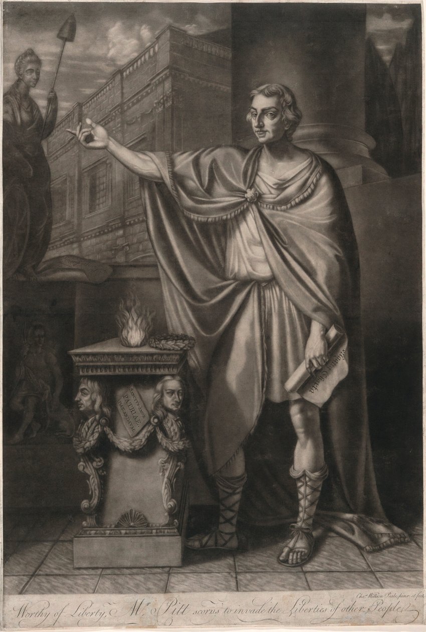 Pan Pitt hoden svobody, opovrhuje invazí do svobod jiných lidí od Charles Willson Peale