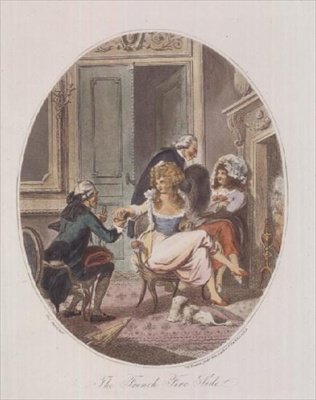 Francouzská strana ohně, vyryla P.W. Tomkins (1760-1840) (akvatinta) (viz také 64847, 64849 & 64850) od Charles after Ansell