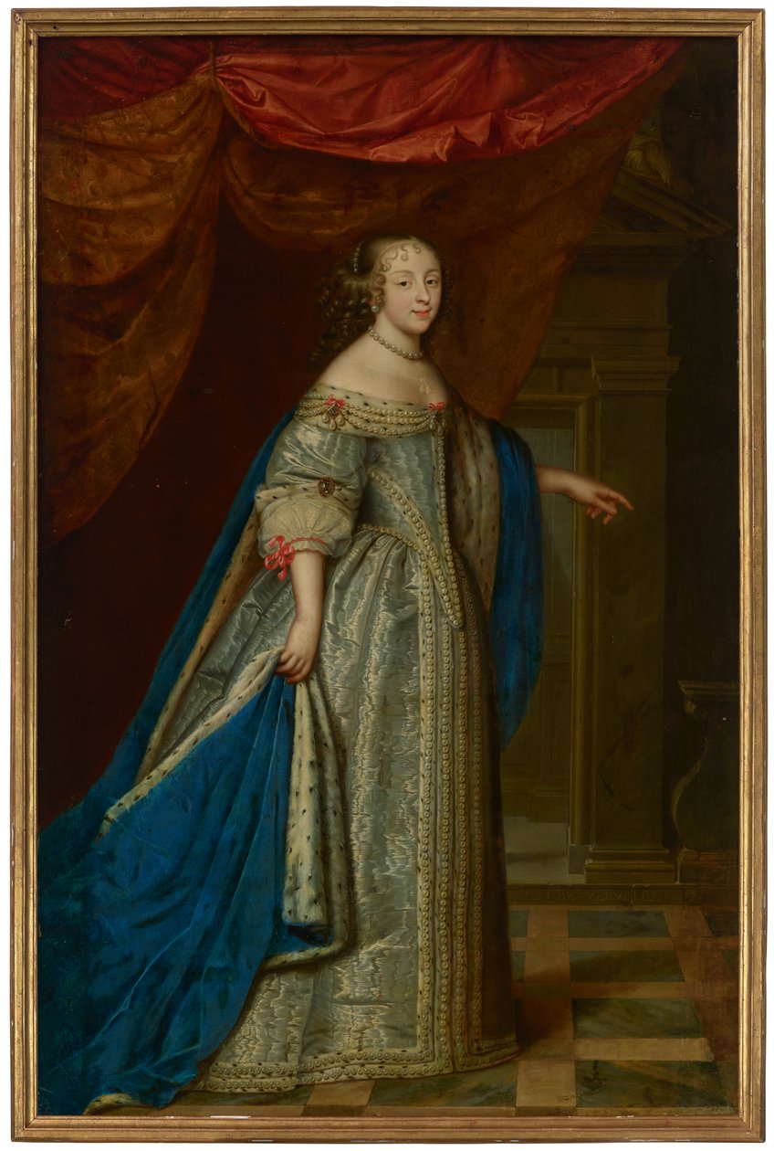 Portrét ženy v celé velikosti, tradičně identifikovaný jako Henrietta Marie, anglická královna od Charles and Henri (1603 77) Beaubrun