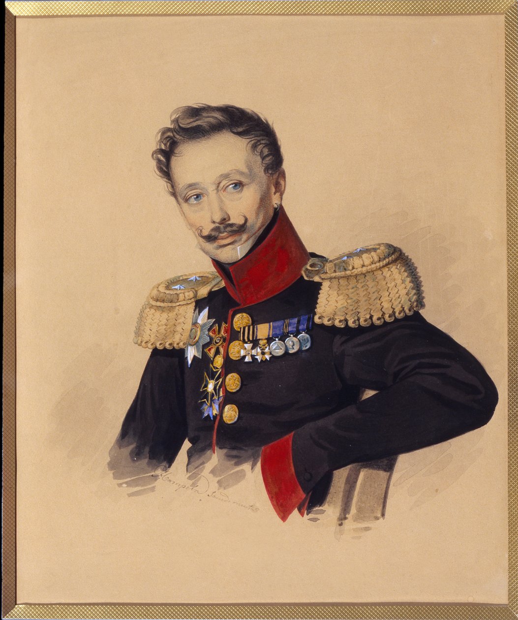 Portrét prince Fjodora Fjodoroviče Gagarina (1746-1863) (Portrét F.F. Gagarina). Dílo Carla Von Hampeina (1794-po 1880), tužka a akvarel na papíře, cca 1830. Ruské umění od Charles de Hampeln